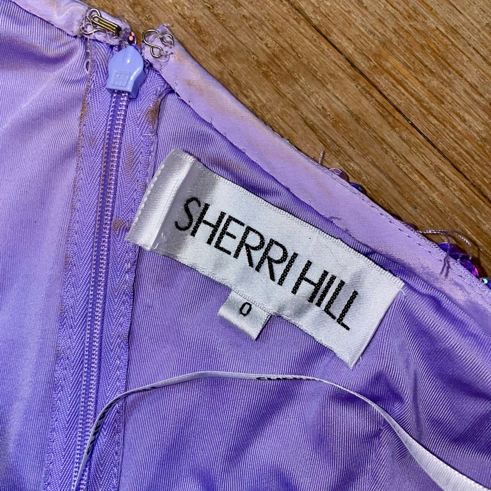 Sherri Hill Lilac Purple Sequin One-Shoulder Dress Size 0 - Picture 5 of 7